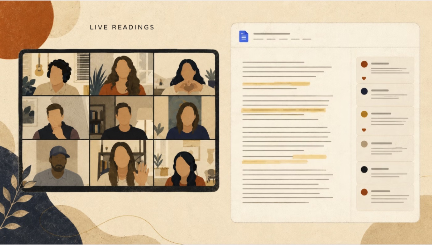 Live reading on Zoom with a shared doc